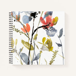 Flower Overlay - Watercolor Flowers & Stems Notebook