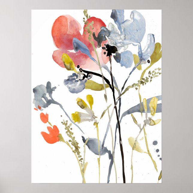 Flower Overlay - Watercolor Pastel Flowers Poster (Front)