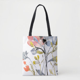 Flower Overlay - Watercolor Pastel Flowers Tote Bag