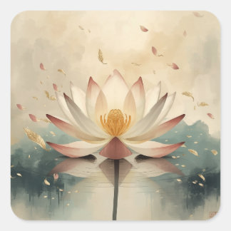 flower painting images square sticker