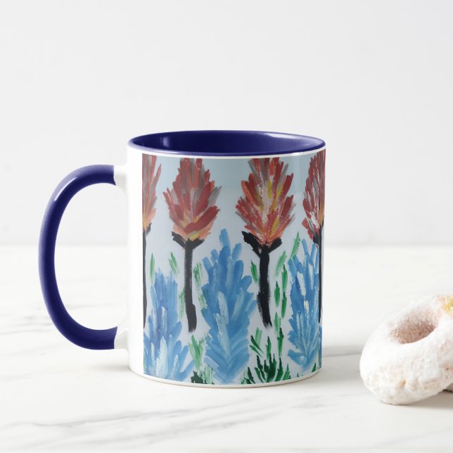 Flower Painting  Mug (With Donut)