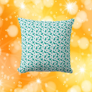 Flower Paisley Polka Dot Pattern Green Blue Throw Pillow