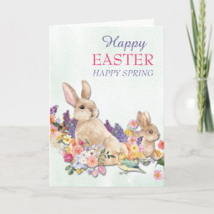 Flower Parade with Easter Bunnies Card