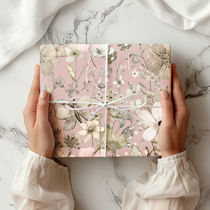 Flower paradise pale chestnut pink romance wrapping paper