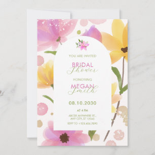 Flower pastel pink yellow bridal shower invitation