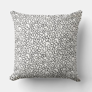Flower Pattern 080821 - Black and White Throw Pill Pillow