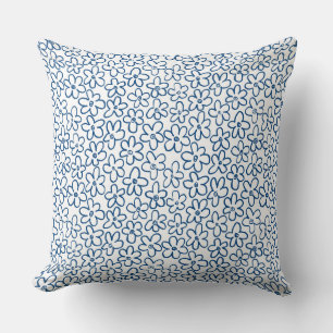 Flower Pattern 080821 - Indigo Blue and White Throw Pillow