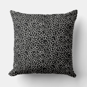 Flower Pattern 080821 - White and Black Throw Pillow