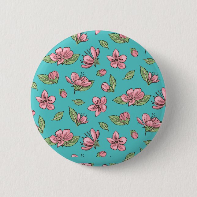 Flower pattern 2 inch round button (Front)