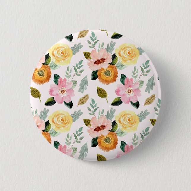 flower pattern 2 inch round button (Front)