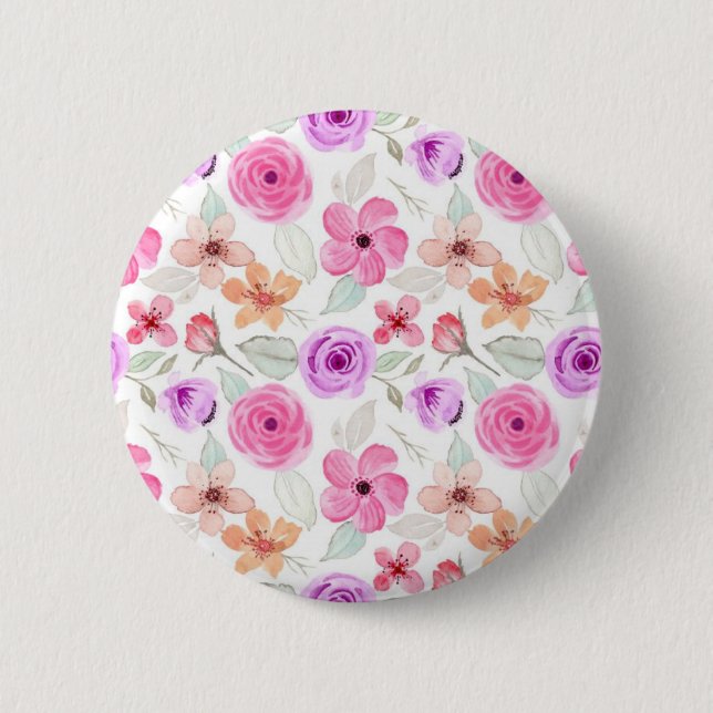 Flower pattern 2 inch round button (Front)
