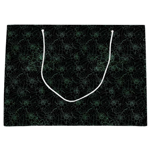 Flower pattern 2 tones 02.b.Black BG Large Gift Bag (Front)