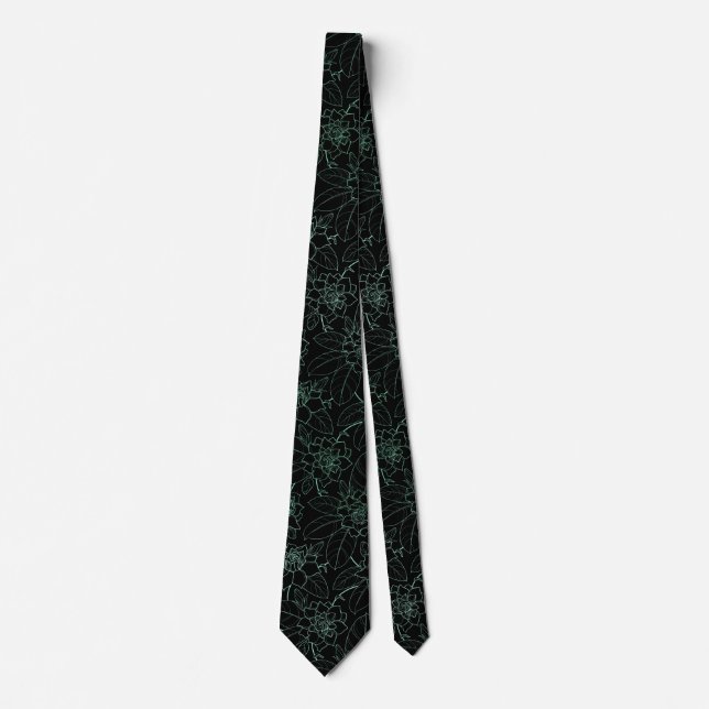 Flower pattern 2 tones 02.b.Black BG Tie (Front)
