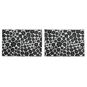 Flower Pattern - Black and White Pillowcase