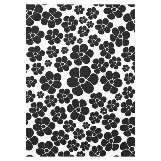 Flower Pattern - Black and White Tablecloth (Front)