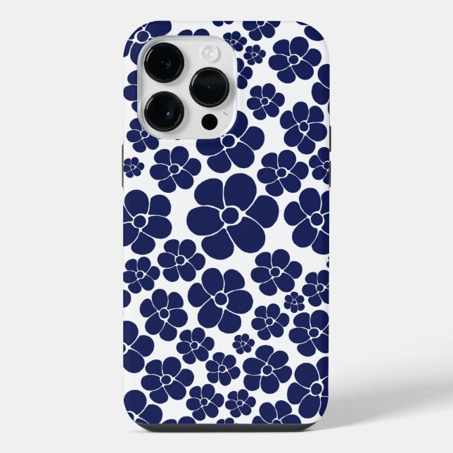 Flower Pattern - Blue and White iPhone Case (Back)