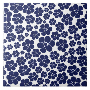 Flower Pattern - Blue and White Tile