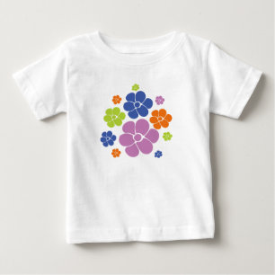 Flower Pattern - Blue, Orange, Purple, Green Baby T-Shirt