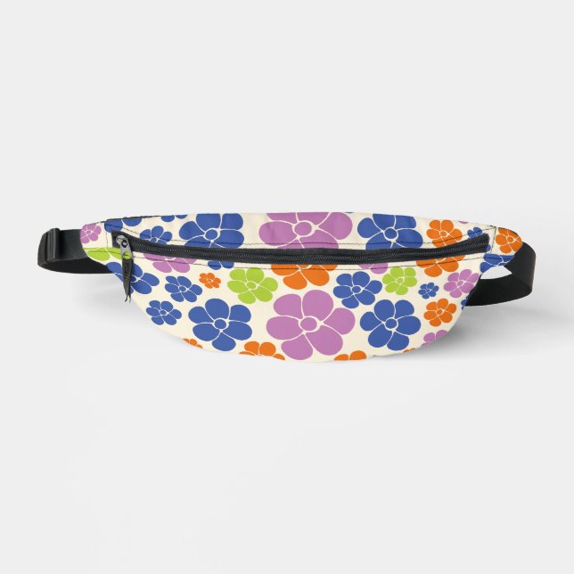 Flower Pattern - Blue, Orange, Purple, Green Fanny Pack (Front)