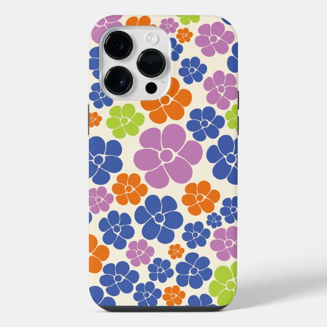 Flower Pattern - Blue, Orange, Purple, Green iPhone Case (Back)
