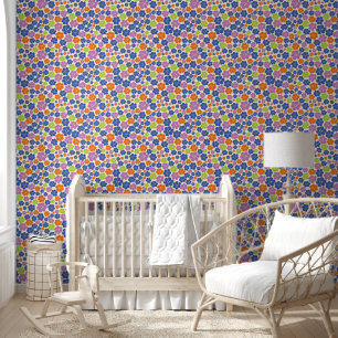 Flower Pattern - Blue, Orange, Purple, Green Wallpaper