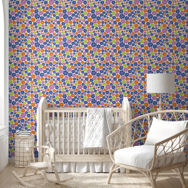 Flower Pattern - Blue, Orange, Purple, Green Wallpaper (Kids)