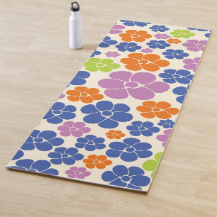 Flower Pattern - Blue, Orange, Purple, Green Yoga Mat