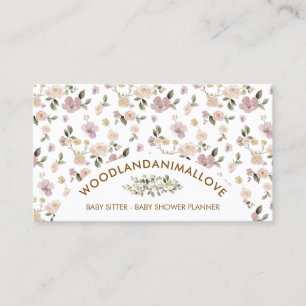 Flower Pattern Botanical Baby Sitter Business Card