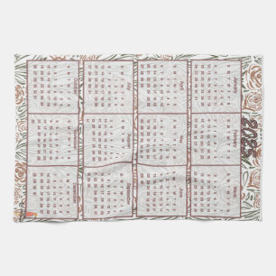 Flower pattern calendar 2025 kitchen towel