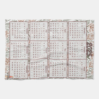 Flower pattern calendar 2025 kitchen towel