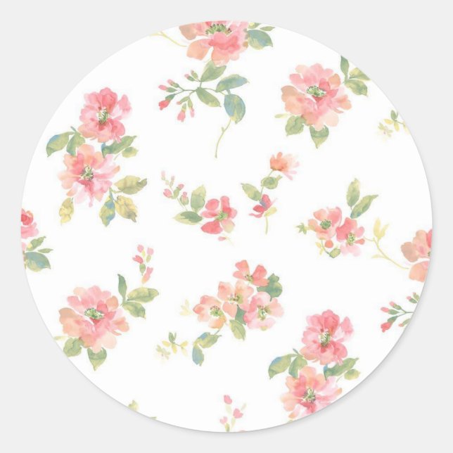 Flower pattern classic round sticker (Front)