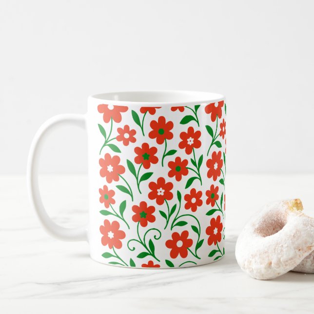 Flower pattern coffee mug (With Donut)