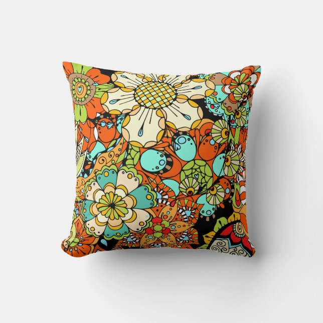 Flower pattern colourful cute and Shining Throw Pillow (Front)