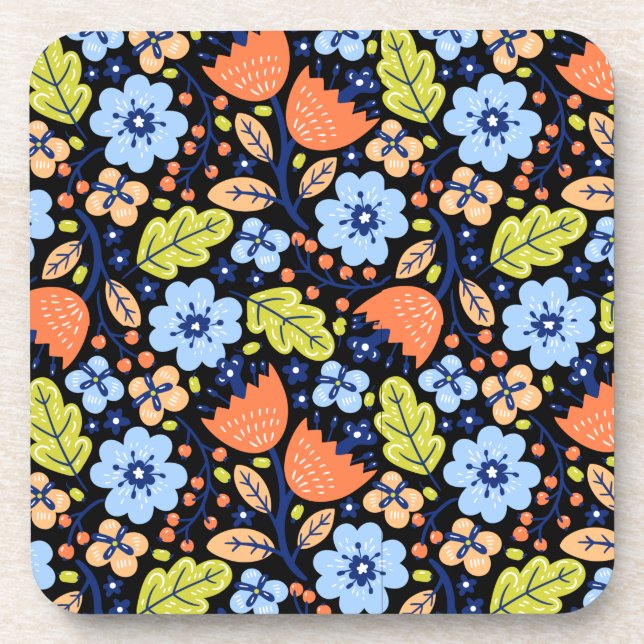 Flower pattern colourful shining      coaster (Front)