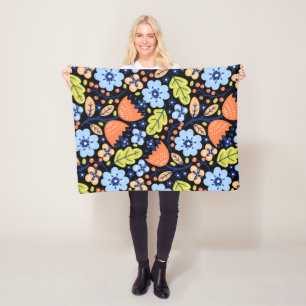 Flower pattern colourful shining    fleece blanket