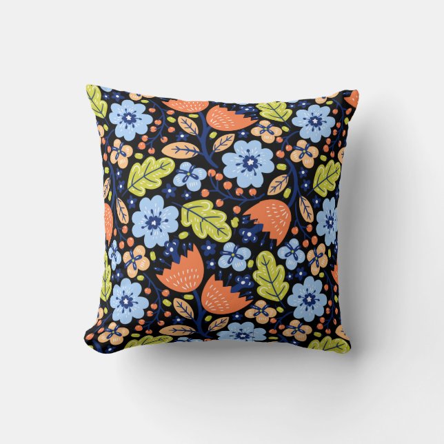 Flower pattern colourful shining throw pillow (Front)