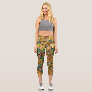 Flower Pattern Design Capri Leggings