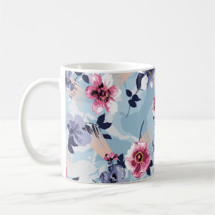 flower pattern design textile illustrationart,back coffee mug