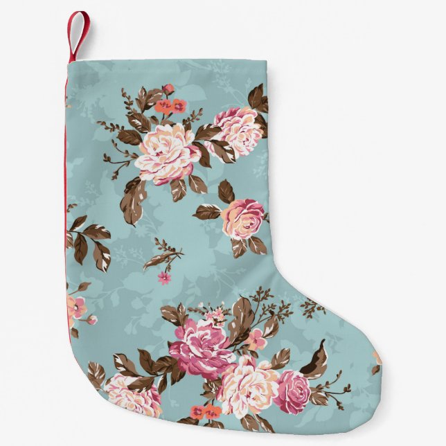 flower pattern design textile illustrationart,back small christmas stocking (Front)