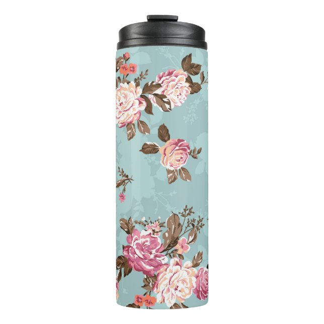 flower pattern design textile illustrationart,back thermal tumbler (Front)
