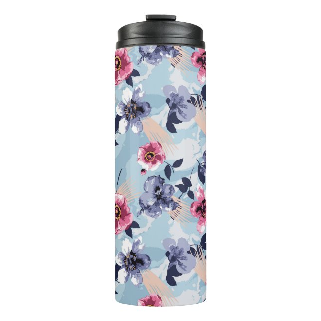 flower pattern design textile illustrationart,back thermal tumbler (Front)