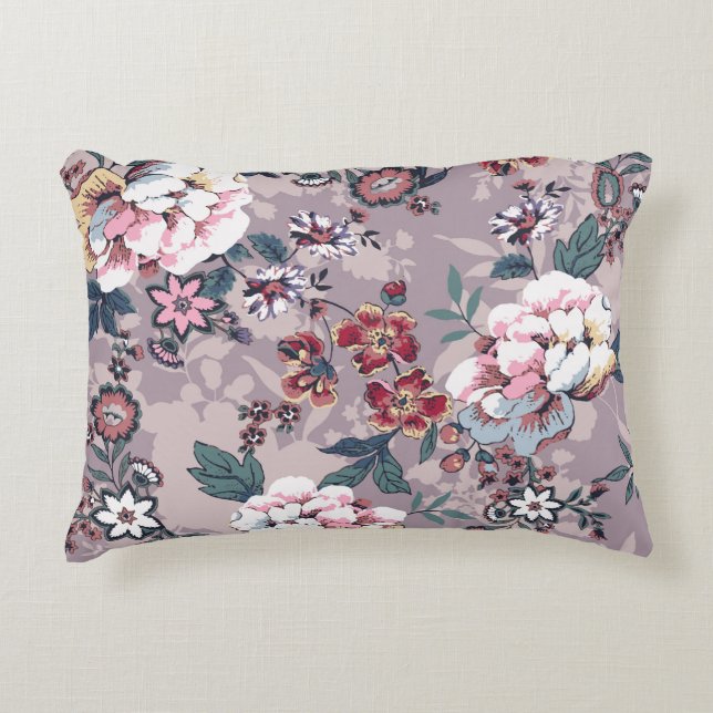 flower pattern design textile illustrationart,desi accent pillow (Front)