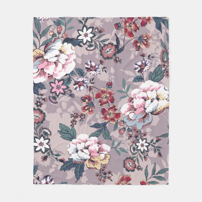 flower pattern design textile illustrationart,desi fleece blanket (Front)