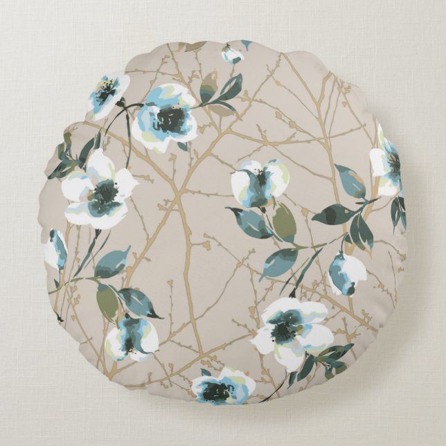 flower pattern design textile illustrationart,patt round pillow (Front)