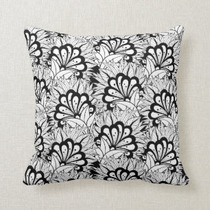 Flower Pattern Doodle Throw Pillow