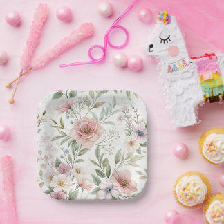 Flower Pattern Drawing Pastel Colour Paper Plate