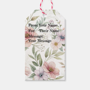 Flower Pattern Drawing Pastel Custom Message Gift Tags
