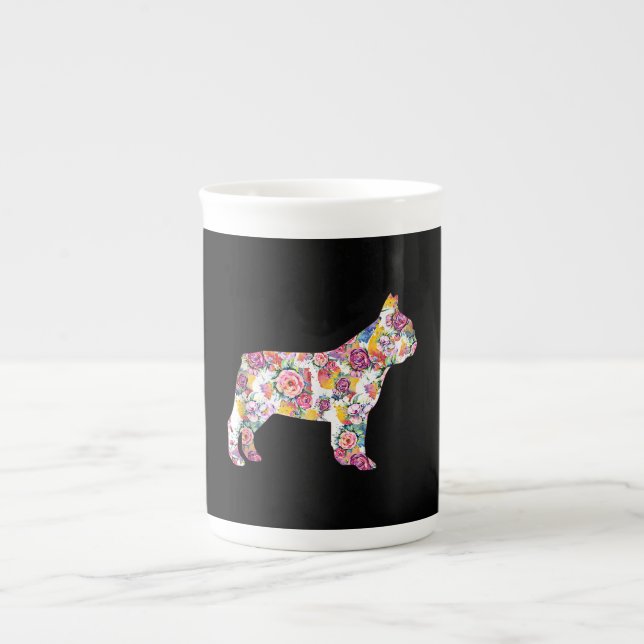 Flower Pattern Frenchie French Bulldogs Lover Gift Bone China Mug (Front)