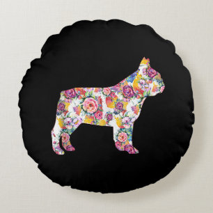 Flower Pattern Frenchie French Bulldogs Lover Gift Round Pillow
