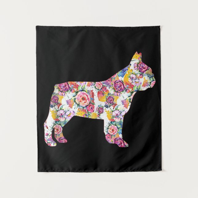 Flower Pattern Frenchie French Bulldogs Lover Gift Tapestry (Front)